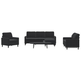 Juego de sofás con cojines 4 piezas terciopelo negro de , Sofás - Ref: Foro24-3278366, Precio: 689,24 €, Descuento: %