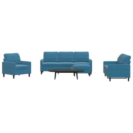 Juego de sofás con cojines 4 piezas terciopelo azul de , Sofás - Ref: Foro24-3278370, Precio: 736,79 €, Descuento: %