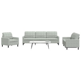 Juego de sofás con cojines 4 piezas terciopelo gris claro de , Sofás - Ref: Foro24-3278441, Precio: 642,07 €, Descuento: %