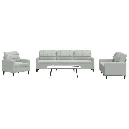 Juego de sofás con cojines 4 piezas terciopelo gris claro de , Sofás - Ref: Foro24-3278441, Precio: 655,05 €, Descuento: %