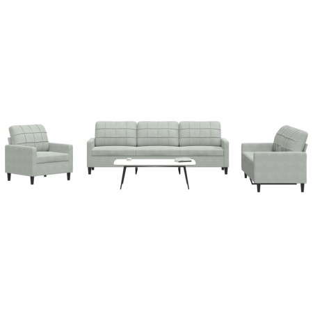 Juego de sofás con cojines 4 piezas terciopelo gris claro de , Sofás - Ref: Foro24-3278441, Precio: 642,07 €, Descuento: %