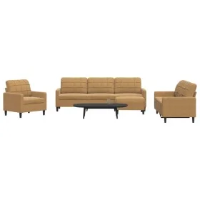 Sofagarnitur mit 4-teiligen braunen Samtkissen von , Sofas - Ref: Foro24-3278448, Preis: 715,98 €, Rabatt: %