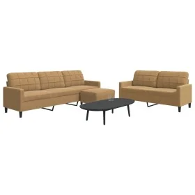 3-piece brown velvet sofa set with cushions by , Sofas - Ref: Foro24-3278488, Price: 559,33 €, Discount: %