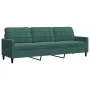 Set of sofas with 3 dark green velvet cushions by , Sofas - Ref: Foro24-3278483, Price: 602,99 €, Discount: %