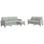 Dreiteiliges Sofaset mit Kissen aus hellgrauem Samt. von , Sofas - Ref: Foro24-3278401, Preis: 486,99 €, Rabatt: %
