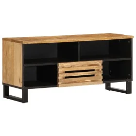 Mueble de TV madera maciza de mango rugosa 100x34x46 cm de , Almacenamiento para CD y DVD - Ref: Foro24-377514, Precio: 73,56...