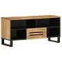 Mueble de TV madera maciza de mango rugosa 100x34x46 cm de , Almacenamiento para CD y DVD - Ref: Foro24-377514, Precio: 73,56...