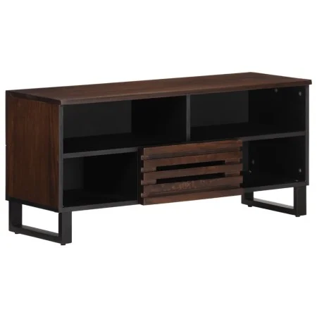 Mueble de TV madera maciza mango marrón 100x34x46 cm de , Almacenamiento para CD y DVD - Ref: Foro24-377516, Precio: 74,83 €,...