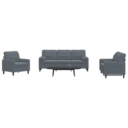 Juego de sofás con cojines 3 piezas terciopelo gris oscuro de , Sofás - Ref: Foro24-3278372, Precio: 609,33 €, Descuento: %