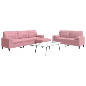 Juego de sofás con cojines 3 piezas terciopelo rosa de , Sofás - Ref: Foro24-3278504, Precio: 659,76 €, Descuento: %