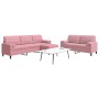 Juego de sofás con cojines 3 piezas terciopelo rosa de , Sofás - Ref: Foro24-3278504, Precio: 670,96 €, Descuento: %