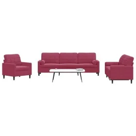 Dreiteiliges Sofaset mit roten Samtkissen. von , Sofas - Ref: Foro24-3278455, Preis: 683,15 €, Rabatt: %