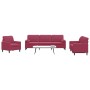 Juego de sofás con cojines 3 piezas terciopelo rojo tinto de , Sofás - Ref: Foro24-3278455, Precio: 694,69 €, Descuento: %