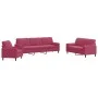 Three-piece velvet sofa set with red wine cushions by , Sofas - Ref: Foro24-3278455, Price: 683,15 €, Discount: %