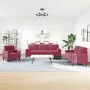 Three-piece velvet sofa set with red wine cushions by , Sofas - Ref: Foro24-3278455, Price: 683,15 €, Discount: %