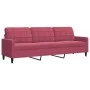 Three-piece velvet sofa set with red wine cushions by , Sofas - Ref: Foro24-3278455, Price: 683,15 €, Discount: %