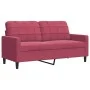 Three-piece velvet sofa set with red wine cushions by , Sofas - Ref: Foro24-3278455, Price: 683,15 €, Discount: %