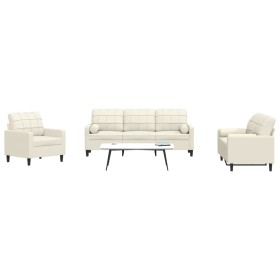 Juego de sofás con cojines 3 piezas terciopelo crema de , Sofás - Ref: Foro24-3278379, Precio: 741,67 €, Descuento: %