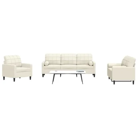 3-piece cream velvet sofa set with cushions by , Sofas - Ref: Foro24-3278379, Price: 727,83 €, Discount: %