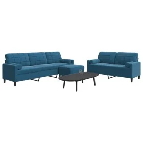 Juego de sofás con cojines 3 piezas terciopelo azul de , Sofás - Ref: Foro24-3278510, Precio: 679,45 €, Descuento: %