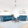 Set of sofas with 3 blue velvet cushions by , Sofas - Ref: Foro24-3278510, Price: 679,45 €, Discount: %