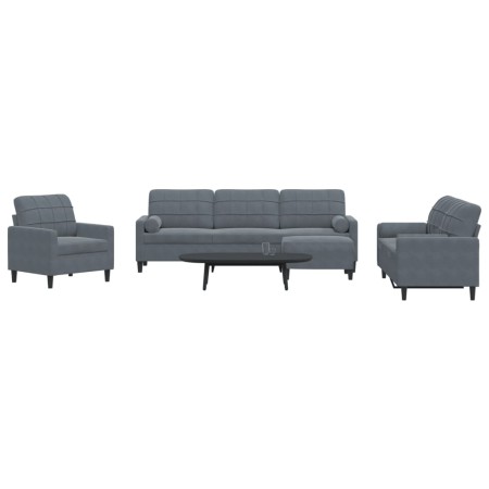 Juego de sofás con cojines 4 piezas terciopelo gris oscuro de , Sofás - Ref: Foro24-3278462, Precio: 660,12 €, Descuento: %