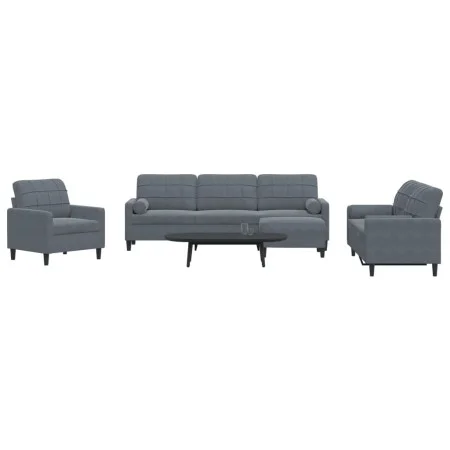 Set of sofas with 4 dark gray velvet cushions by , Sofas - Ref: Foro24-3278462, Price: 695,07 €, Discount: %