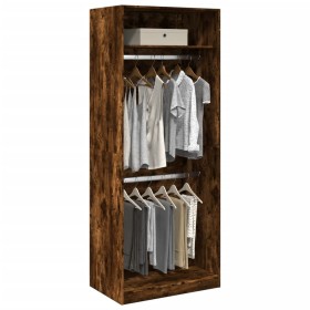 Armario madera de ingeniería color roble ahumado 80x50x200 cm de , Armarios roperos - Ref: Foro24-3307796, Precio: 145,88 €, ...