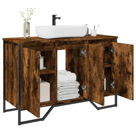 Armario lavabo baño madera ingeniería roble ahumado 91x35x60 cm de , Muebles de baño - Ref: Foro24-848661, Precio: 89,99 €, D...