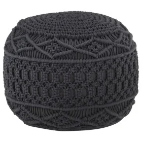 Puf de macramé hecho a mano algodón gris antracita 45x30 cm de , Otomanas - Ref: Foro24-324005, Precio: 75,32 €, Descuento: %