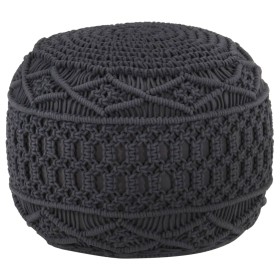Puf de macramé hecho a mano algodón gris antracita 45x30 cm de , Otomanas - Ref: Foro24-324005, Precio: 76,16 €, Descuento: %