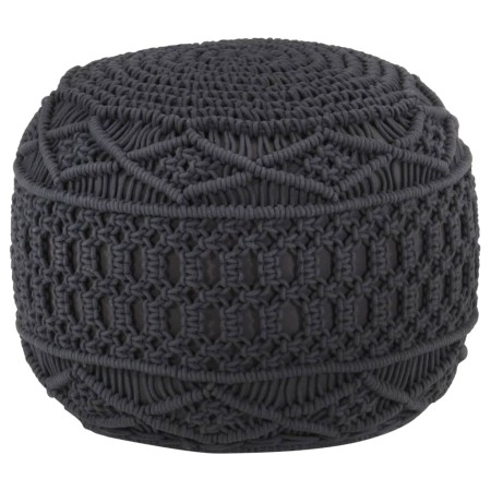 Puf de macramé hecho a mano algodón gris antracita 45x30 cm de , Otomanas - Ref: Foro24-324005, Precio: 76,16 €, Descuento: %