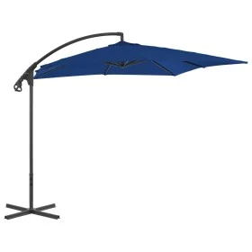 Sombrilla voladiza con poste de acero azul celeste 250x250 cm de vidaXL, Sombrillas - Ref: Foro24-312513, Precio: 103,99 €, D...