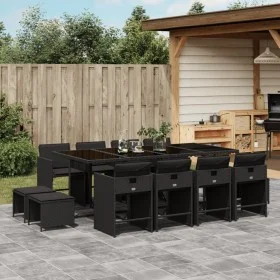 Set comedor de jardín con cojines 13 pzas ratán sintético negro by , Garden sets - Ref: Foro24-3211159, Price: 742,58 €, Disc...