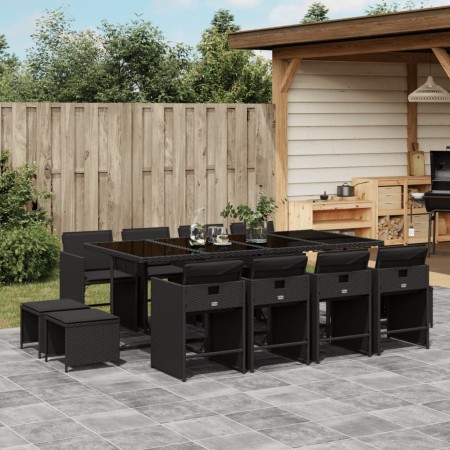 Set comedor de jardín con cojines 13 pzas ratán sintético negro de , Conjuntos de jardín - Ref: Foro24-3211159, Precio: 662,0...