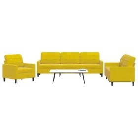 Juego de sofás con cojines 3 piezas terciopelo amarillo de , Sofás - Ref: Foro24-3278437, Precio: 664,25 €, Descuento: %