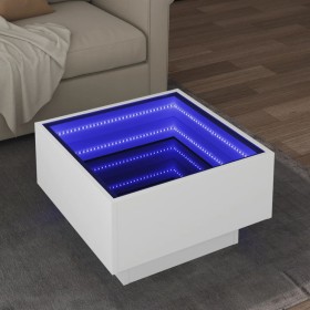 Mesa de centro con LED madera de ingeniería blanca 50x50x30 cm de , Mesas de centro - Ref: Foro24-847504, Precio: 105,62 €, D...