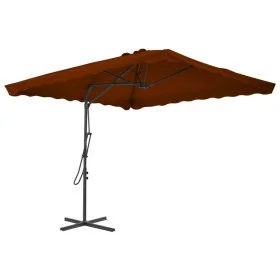 Sombrilla de jardín con palo de acero terracota 250x250x230 cm de vidaXL, Sombrillas - Ref: Foro24-312515, Precio: 92,49 €, D...