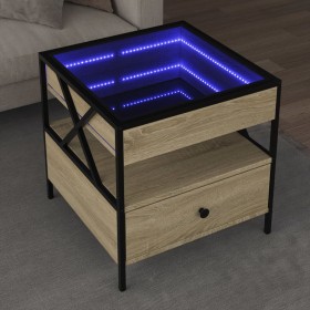 Mesa de centro con Infinity LED roble Sonoma 50x50x51 cm de , Mesas de centro - Ref: Foro24-847713, Precio: 86,64 €, Descuent...