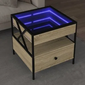 Mesa de centro con Infinity LED roble Sonoma 50x50x51 cm de , Mesas de centro - Ref: Foro24-847713, Precio: 85,58 €, Descuent...
