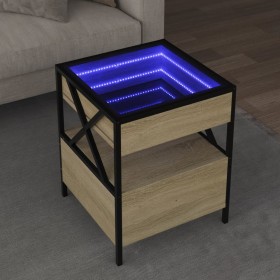 Mesa de centro con Infinity LED roble Sonoma 40x40x51 cm de , Mesas de centro - Ref: Foro24-847718, Precio: 78,21 €, Descuent...