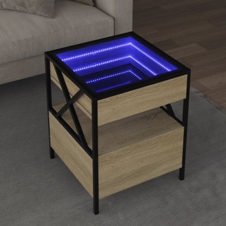 Mesa de centro con Infinity LED roble Sonoma 40x40x51 cm de , Mesas de centro - Ref: Foro24-847718, Precio: 78,21 €, Descuent...