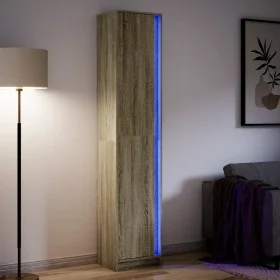 Aparador con LED madera ingeniería roble Sonoma 41,5x32,5x200cm de , Aparadores - Ref: Foro24-3307900, Precio: 118,11 €, Desc...