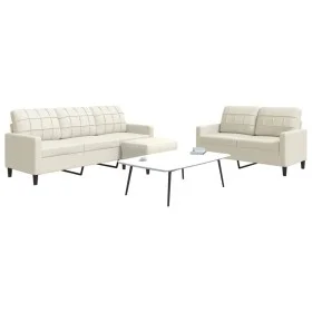 Juego de sofás con cojines 3 piezas terciopelo crema de , Sofás - Ref: Foro24-3278409, Precio: 585,94 €, Descuento: %
