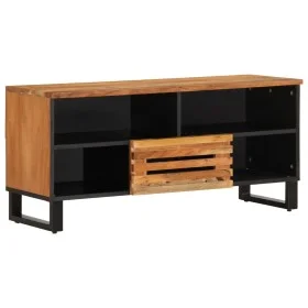 Mueble de TV madera maciza de acacia 100x34x46 cm de , Almacenamiento para CD y DVD - Ref: Foro24-377515, Precio: 73,08 €, De...