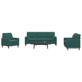 Juego de sofás con cojines 3 piezas terciopelo verde oscuro de , Sofás - Ref: Foro24-3278373, Precio: 746,96 €, Descuento: %