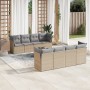 Set de sofás de jardín 9 pzas con cojines ratán sintético beige en Conjuntos de jardín | Comprar online en Foru.es