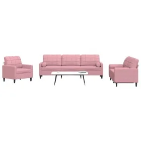 Juego de sofás con cojines 3 piezas terciopelo rosa de , Sofás - Ref: Foro24-3278454, Precio: 772,86 €, Descuento: %