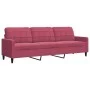 Juego de sofás con cojines 3 piezas terciopelo rojo tinto de , Sofás - Ref: Foro24-3278505, Precio: 575,39 €, Descuento: %