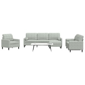 Juego de sofás con cojines 4 piezas terciopelo gris claro de , Sofás - Ref: Foro24-3278461, Precio: 681,82 €, Descuento: %